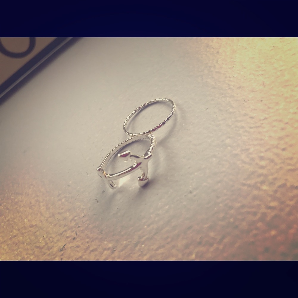 Ring Set Silver ANCHOR Ring with Extra Rope Ring!